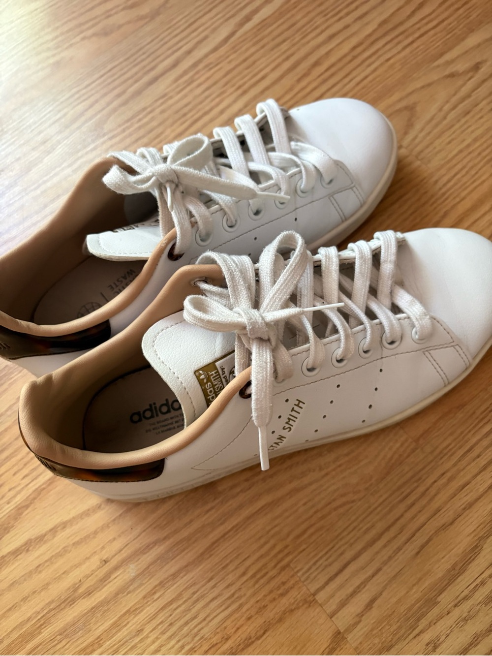 adidas White Leather Sneakers with Rose Gold Heel Accent